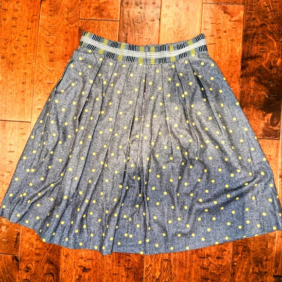 NWT Anthropologie Plenty By Tracy Reese Skirt Women's 12 Gray Polka Dot Pockets - Picture 4 of 10